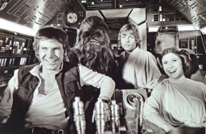 1976 Harrison Ford, Peter Mayhew, Mark Hamill, Carrie Fisher Source: KURTZ/JOINER ARCHIVE 